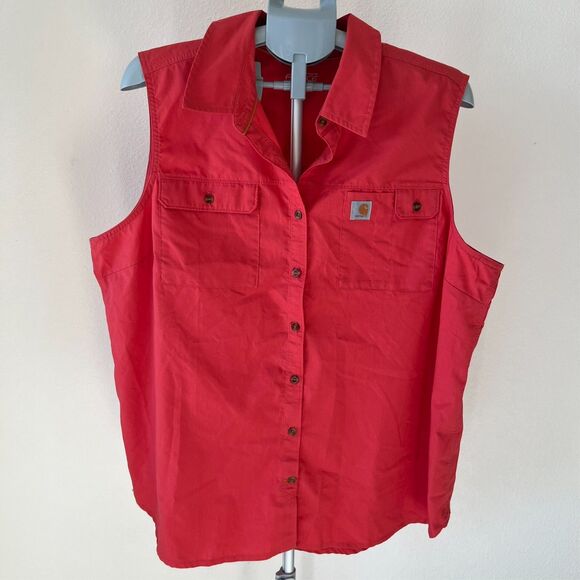 Carhartt Force Button Up Vest Womens XXL (20) Coral Lightweight Pockets - Picture 1 of 5